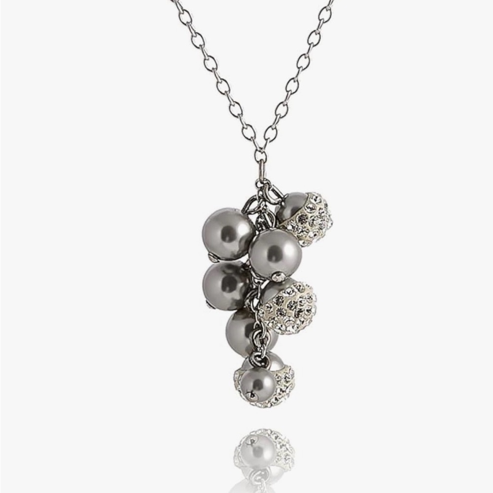 Swarovski Rumor Silver Pearl and Crystal Cluster Necklace 1121122 - Picture 2 of 5